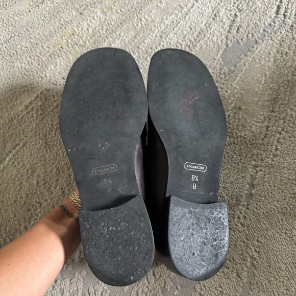 Coach loafers burgundy maroon brown chunky heel classic slip on leather 8.5 - Picture 5 of 11